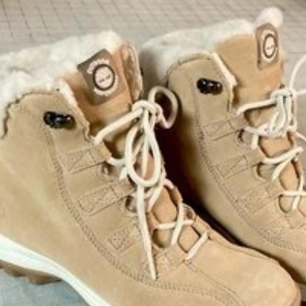 Timberland Women's Canard Resort Hiking Boots Tan Suede Sherpa sz 8M